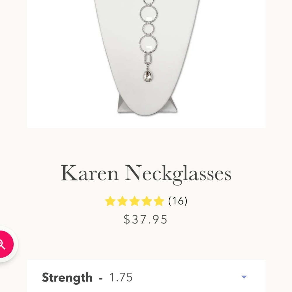 Silver Necklace with +1.75 Magnification